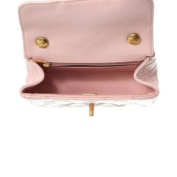 Chanel Pink Quilted Lambskin Leather Square Single Flap (Authentic Pre-Loved) - Picture 4 of 4